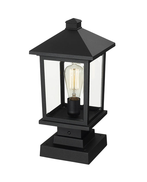 Outdoor Pier Mounted Fixture Z-Lite 531PHMS-SQPM-BK Black Portland 1 Light Outdoor Pier Mounted Fixture Z-Lite