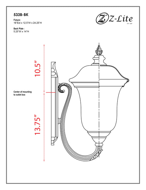 Outdoor Wall Light Z-Lite 533B-BK Black Armstrong 3 Light Outdoor Wall Light Z-Lite