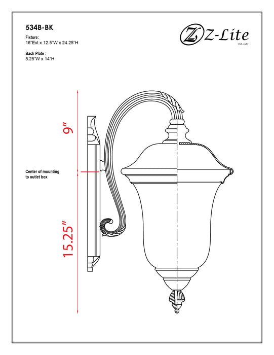 Outdoor Wall Light Z-Lite 534B-BK Black Armstrong 3 Light Outdoor Wall Light Z-Lite