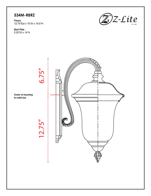 Outdoor Wall Light Z-Lite 534M-RBRZ Bronze Armstrong 2 Light Outdoor Wall Light Z-Lite