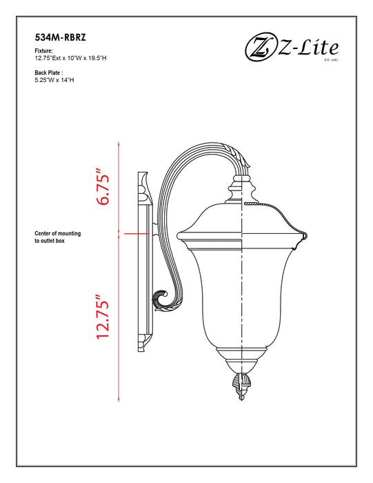 Outdoor Wall Light Z-Lite 534M-RBRZ Bronze Armstrong 2 Light Outdoor Wall Light Z-Lite