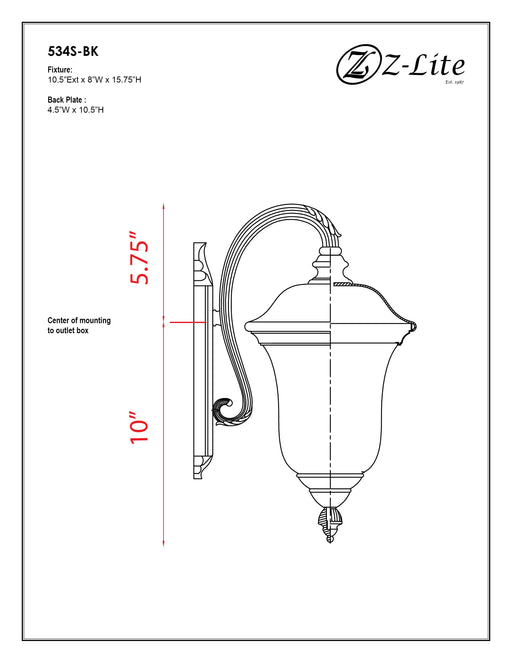 Outdoor Wall Light Z-Lite 534S-BK Black Armstrong 1 Light Outdoor Wall Light Z-Lite