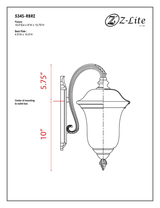 Outdoor Wall Light Z-Lite 534S-RBRZ Bronze Armstrong 1 Light Outdoor Wall Light Z-Lite