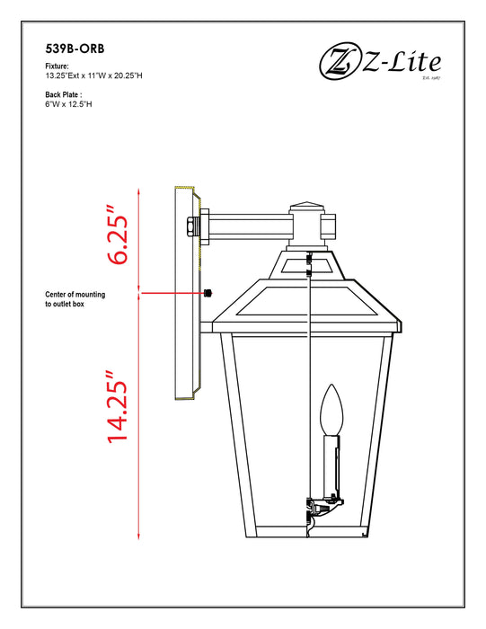 Outdoor Wall Light Z-Lite 539B-ORB Oil Rubbed Bronze Bayland 3 Light Outdoor Wall Light Z-Lite