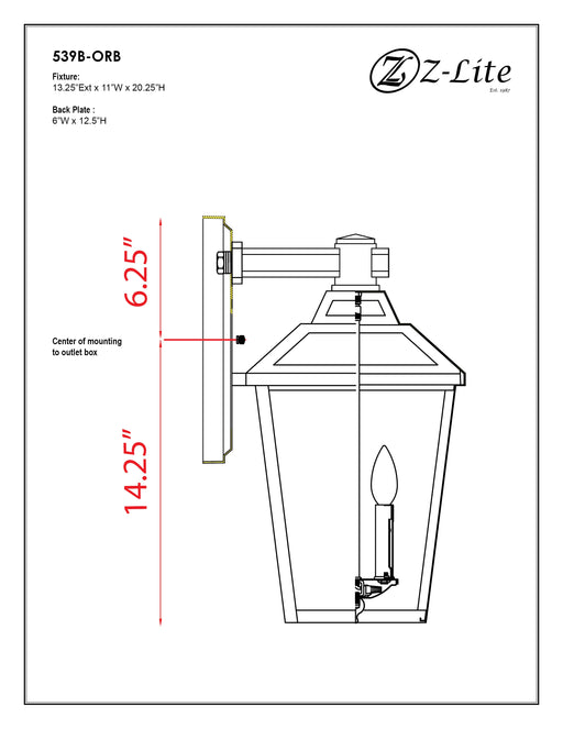 Outdoor Wall Light Z-Lite 539B-ORB Oil Rubbed Bronze Bayland 3 Light Outdoor Wall Light Z-Lite