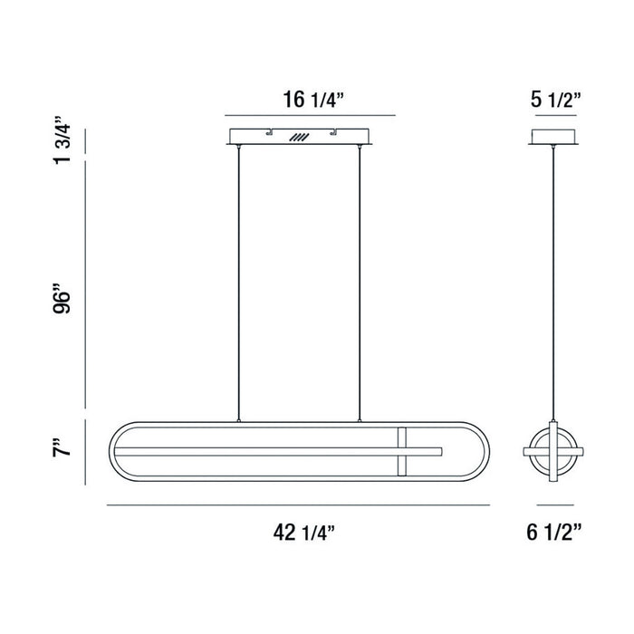 Eurofase 37039-028 Demark 42" Matte Gold LED Chandelier