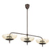 Chandelier Thesis 207787A Fiorello 54 inch 9 light Forged Bronze Linear Chandelier with Smoked Amber Glass Shades THESIS
