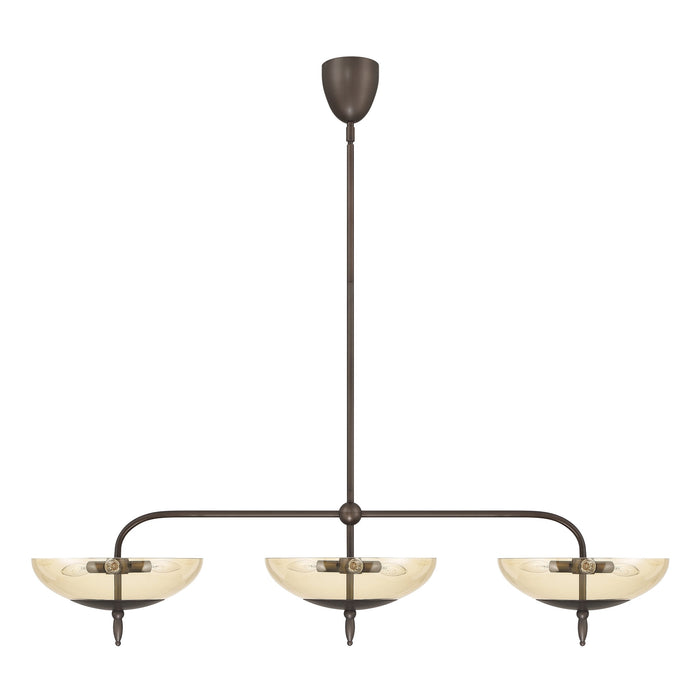 Chandelier Thesis 207787A Fiorello 54 inch 9 light Forged Bronze Linear Chandelier with Smoked Amber Glass Shades THESIS