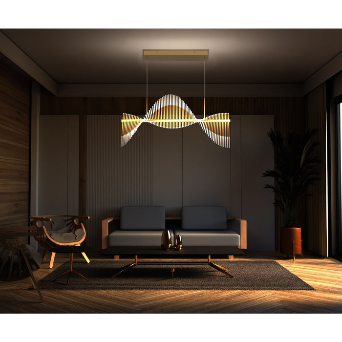 Eurofase 47126-015 Voltik 59" Matte Gold LED Chandelier
