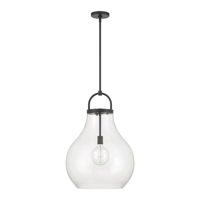 Pendant Light Thesis 207645A Mansfield 18 inch 1 light Matte Black Pendant Light with Clear Glass Shade THESIS