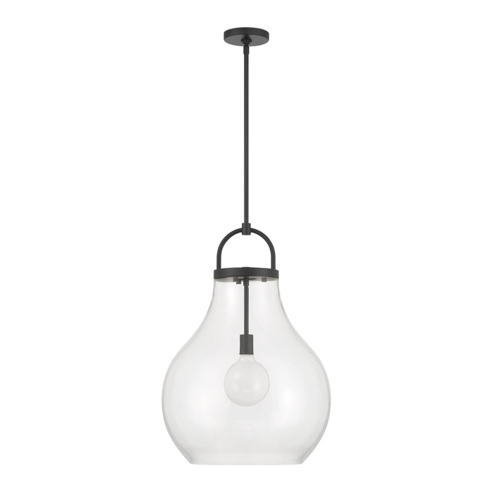 Pendant Light Thesis 207645A Mansfield 18 inch 1 light Matte Black Pendant Light with Clear Glass Shade THESIS