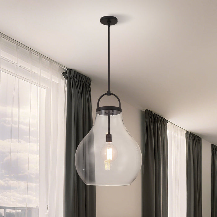 Pendant Light Thesis 207645A Mansfield 18 inch 1 light Matte Black Pendant Light with Clear Glass Shade THESIS