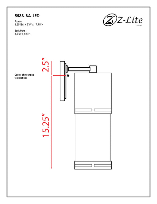 Outdoor Wall Light Z-Lite 553B-BA-LED Brushed Aluminum Luminata 1 Light Outdoor Wall Light Z-Lite