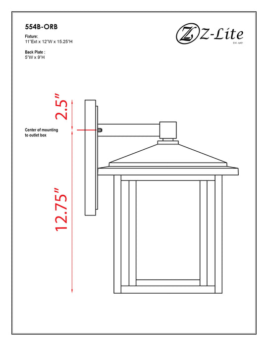 Outdoor Wall Light Z-Lite 554B-ORB Oil Rubbed Bronze Aspen 1 Light Outdoor Wall Light Z-Lite