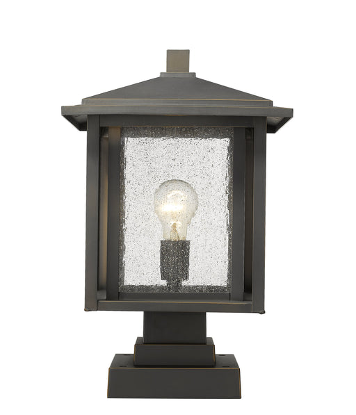 Outdoor Pier Mounted Fixture Z-Lite 554PHBS-SQPM-ORB Oil Rubbed Bronze Aspen 1 Light Outdoor Pier Mounted Fixture Z-Lite