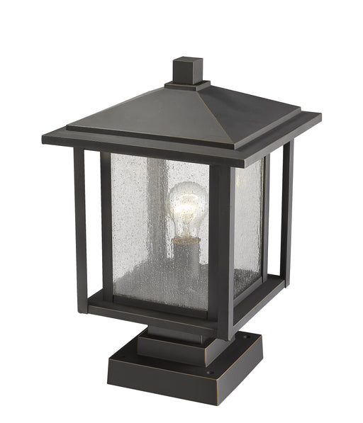 Outdoor Pier Mounted Fixture Z-Lite 554PHBS-SQPM-ORB Oil Rubbed Bronze Aspen 1 Light Outdoor Pier Mounted Fixture Z-Lite