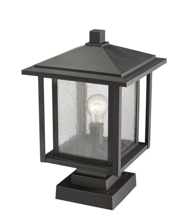 Outdoor Pier Mounted Fixture Z-Lite 554PHBS-SQPM-ORB Oil Rubbed Bronze Aspen 1 Light Outdoor Pier Mounted Fixture Z-Lite