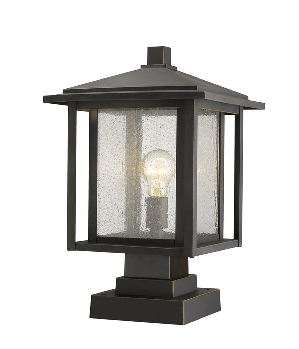 Outdoor Pier Mounted Fixture Z-Lite 554PHBS-SQPM-ORB Oil Rubbed Bronze Aspen 1 Light Outdoor Pier Mounted Fixture Z-Lite
