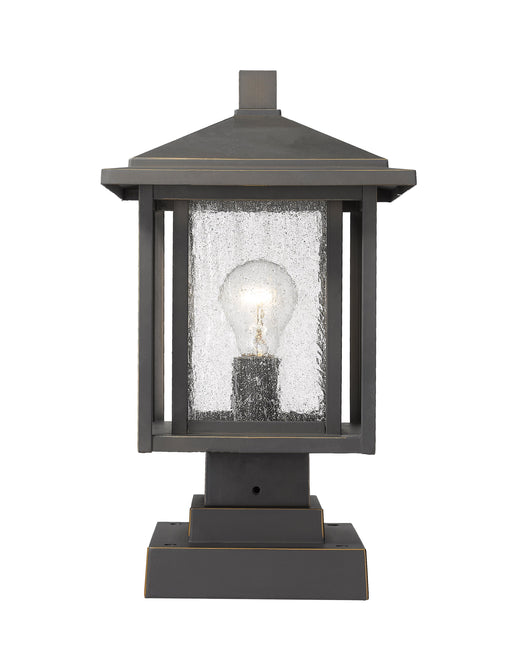 Outdoor Pier Mounted Fixture Z-Lite 554PHMS-SQPM-ORB Oil Rubbed Bronze Aspen 1 Light Outdoor Pier Mounted Fixture Z-Lite
