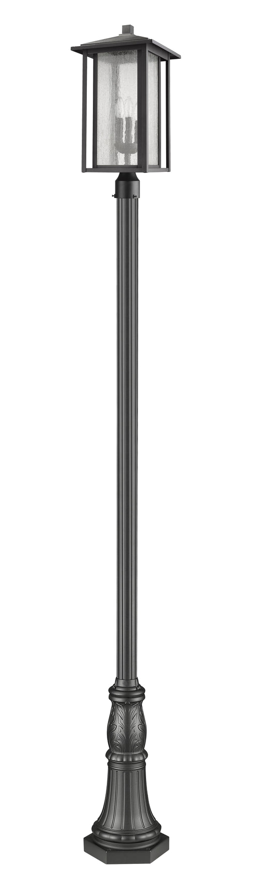 Outdoor Post Mounted Fixture Z-Lite 554PHXLR-518P-BK Black Aspen 3 Light Outdoor Post Mounted Fixture Z-Lite