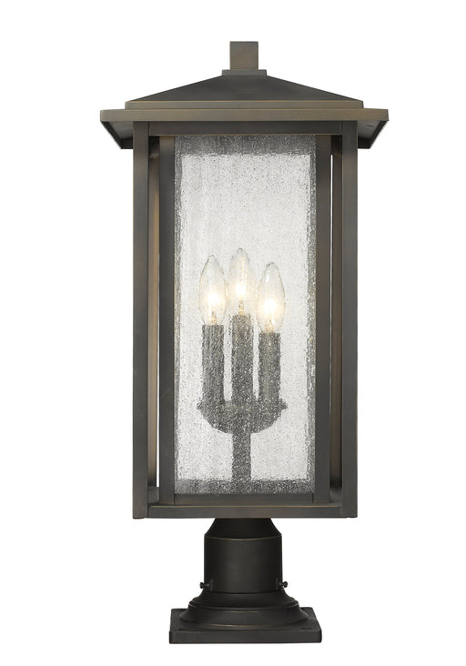 Outdoor Pier Mounted Fixture Z-Lite 554PHXLR-533PM-ORB Oil Rubbed Bronze Aspen 3 Light Outdoor Pier Mounted Fixture Z-Lite