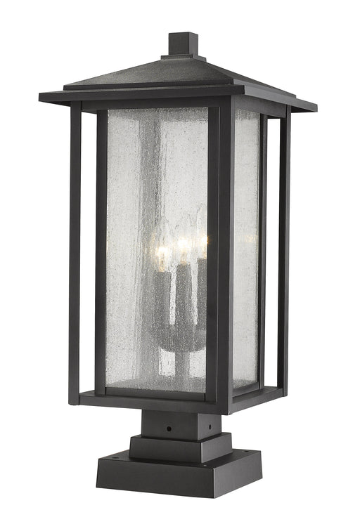 Outdoor Pier Mounted Fixture Z-Lite 554PHXLS-SQPM-BK Black Aspen 3 Light Outdoor Pier Mounted Fixture Z-Lite