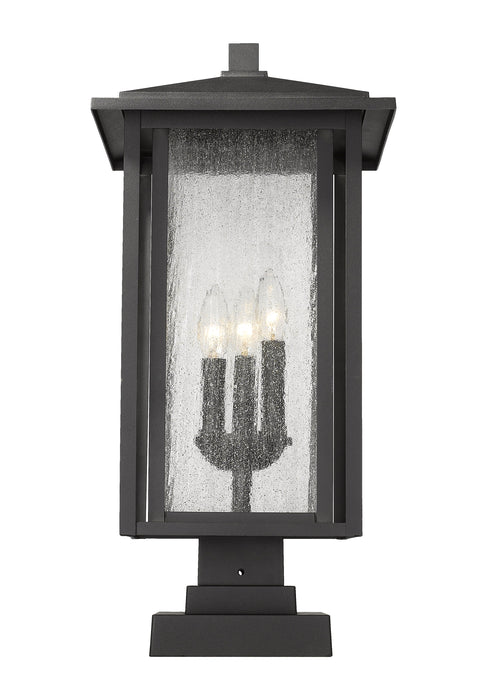 Outdoor Pier Mounted Fixture Z-Lite 554PHXLS-SQPM-BK Black Aspen 3 Light Outdoor Pier Mounted Fixture Z-Lite