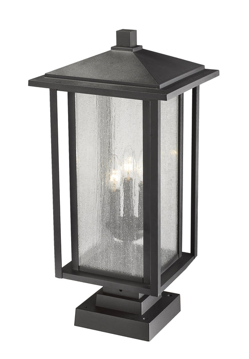 Outdoor Pier Mounted Fixture Z-Lite 554PHXLS-SQPM-BK Black Aspen 3 Light Outdoor Pier Mounted Fixture Z-Lite
