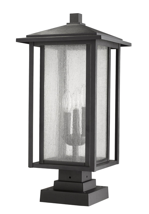 Outdoor Pier Mounted Fixture Z-Lite 554PHXLS-SQPM-BK Black Aspen 3 Light Outdoor Pier Mounted Fixture Z-Lite