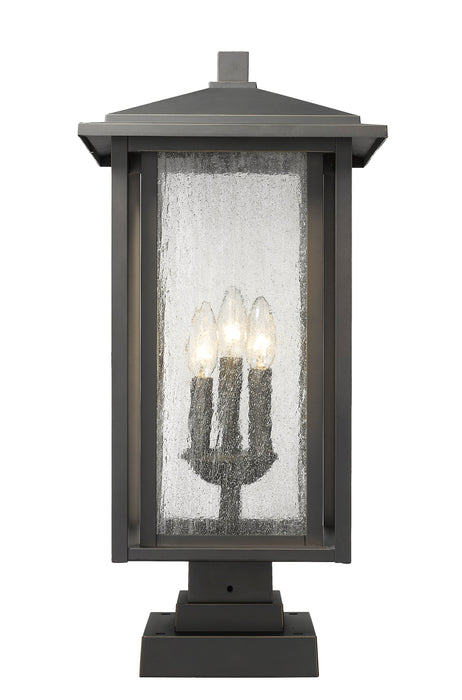Outdoor Pier Mounted Fixture Z-Lite 554PHXLS-SQPM-ORB Oil Rubbed Bronze Aspen 3 Light Outdoor Pier Mounted Fixture Z-Lite