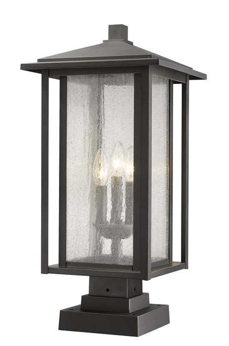 Outdoor Pier Mounted Fixture Z-Lite 554PHXLS-SQPM-ORB Oil Rubbed Bronze Aspen 3 Light Outdoor Pier Mounted Fixture Z-Lite