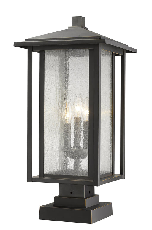 Outdoor Pier Mounted Fixture Z-Lite 554PHXLS-SQPM-ORB Oil Rubbed Bronze Aspen 3 Light Outdoor Pier Mounted Fixture Z-Lite
