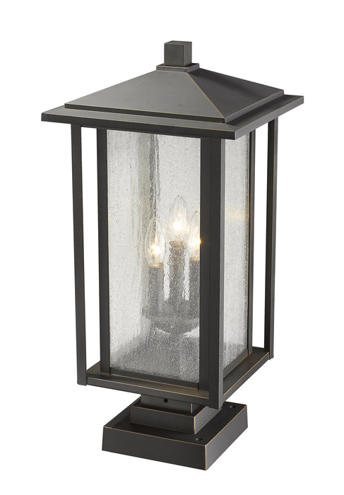 Outdoor Pier Mounted Fixture Z-Lite 554PHXLS-SQPM-ORB Oil Rubbed Bronze Aspen 3 Light Outdoor Pier Mounted Fixture Z-Lite