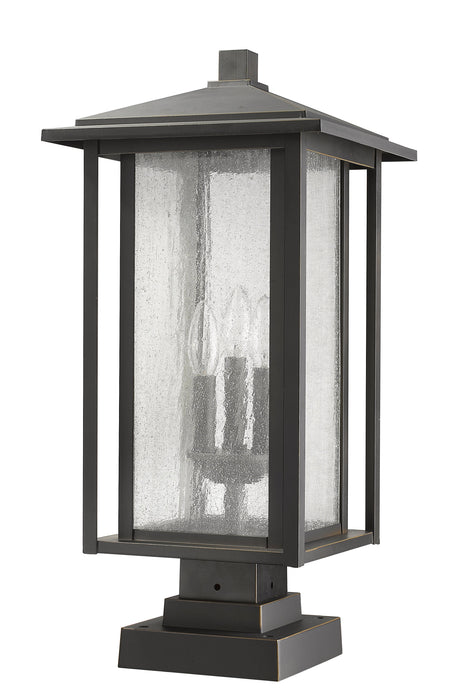 Outdoor Pier Mounted Fixture Z-Lite 554PHXLS-SQPM-ORB Oil Rubbed Bronze Aspen 3 Light Outdoor Pier Mounted Fixture Z-Lite