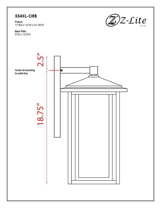 Outdoor Wall Light Z-Lite 554XL-ORB Oil Rubbed Bronze Aspen 3 Light Outdoor Wall Light Z-Lite
