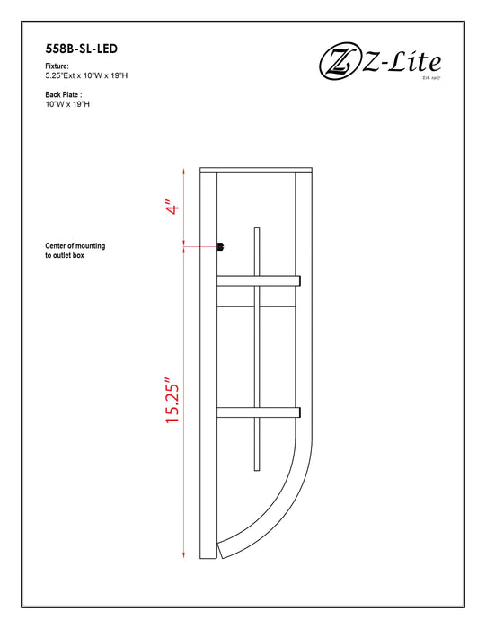 Outdoor Wall Light Z-Lite 558B-SL-LED Silver Stillwater 1 Light Outdoor Wall Light Z-Lite