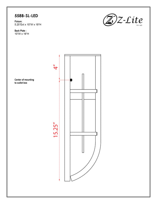 Outdoor Wall Light Z-Lite 558B-SL-LED Silver Stillwater 1 Light Outdoor Wall Light Z-Lite