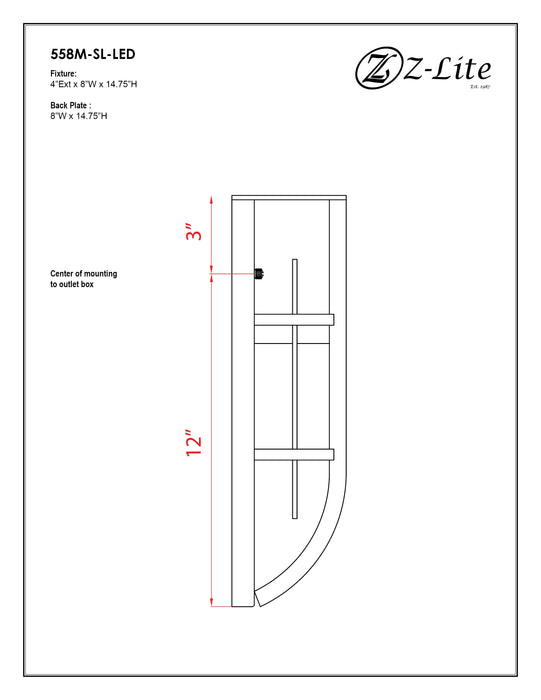 Outdoor Wall Light Z-Lite 558M-SL-LED Silver Stillwater 1 Light Outdoor Wall Light Z-Lite