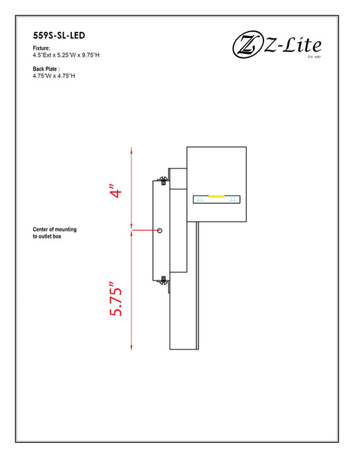 Outdoor Wall Light Z-Lite 559S-SL-LED Silver Amador 1 Light Outdoor Wall Light Z-Lite