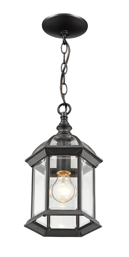 Outdoor Chain Mount Ceiling Fixture Z-Lite 563CHM-BK Black Annex 1 Light Outdoor Chain Mount Ceiling Fixture Z-Lite