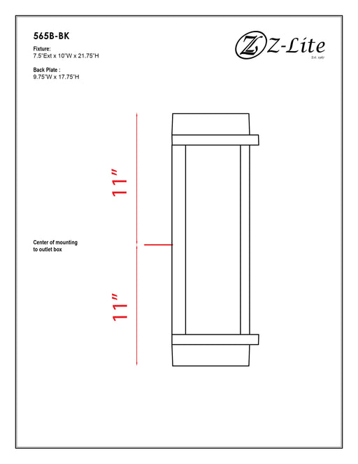 Outdoor Wall Light Z-Lite 565B-BK Black Fallow 2 Light Outdoor Wall Light Z-Lite