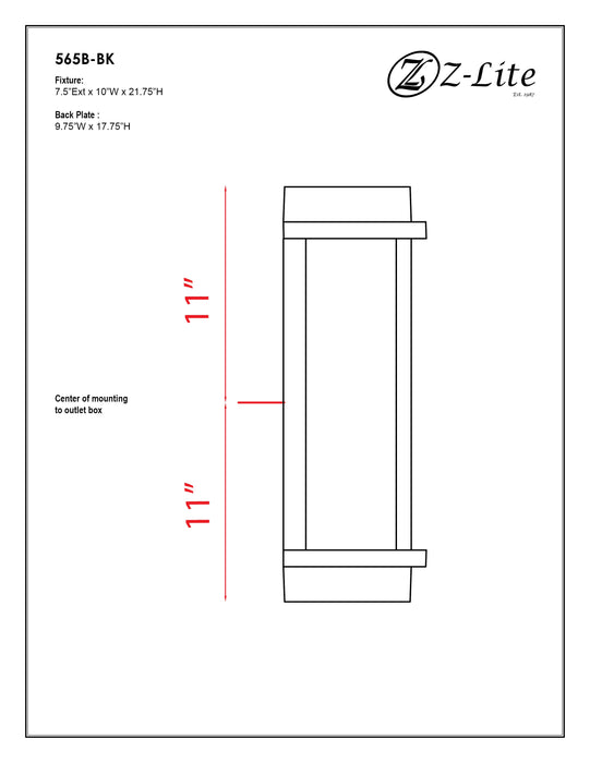Outdoor Wall Light Z-Lite 565B-BK Black Fallow 2 Light Outdoor Wall Light Z-Lite