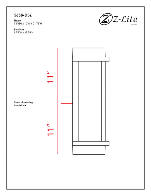 Outdoor Wall Light Z-Lite 565B-DBZ Deep Bronze Fallow 2 Light Outdoor Wall Sconce Z-Lite
