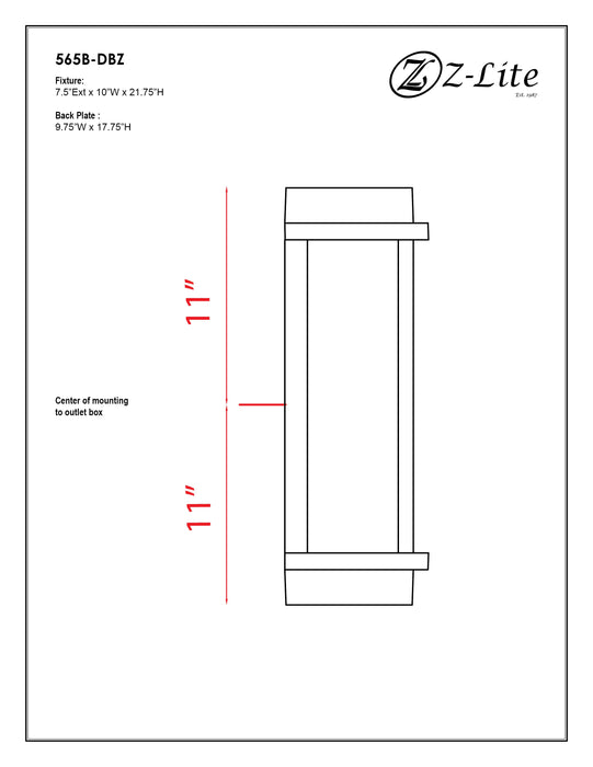 Outdoor Wall Light Z-Lite 565B-DBZ Deep Bronze Fallow 2 Light Outdoor Wall Sconce Z-Lite
