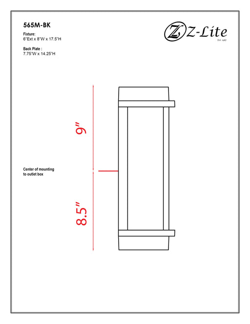 Outdoor Wall Light Z-Lite 565M-BK Black Fallow 1 Light Outdoor Wall Light Z-Lite