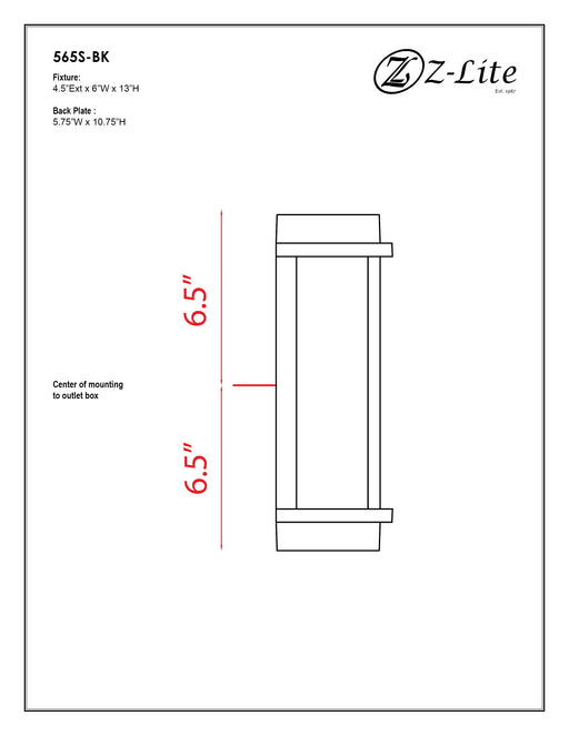 Outdoor Wall Light Z-Lite 565S-BK Black Fallow 1 Light Outdoor Wall Light Z-Lite