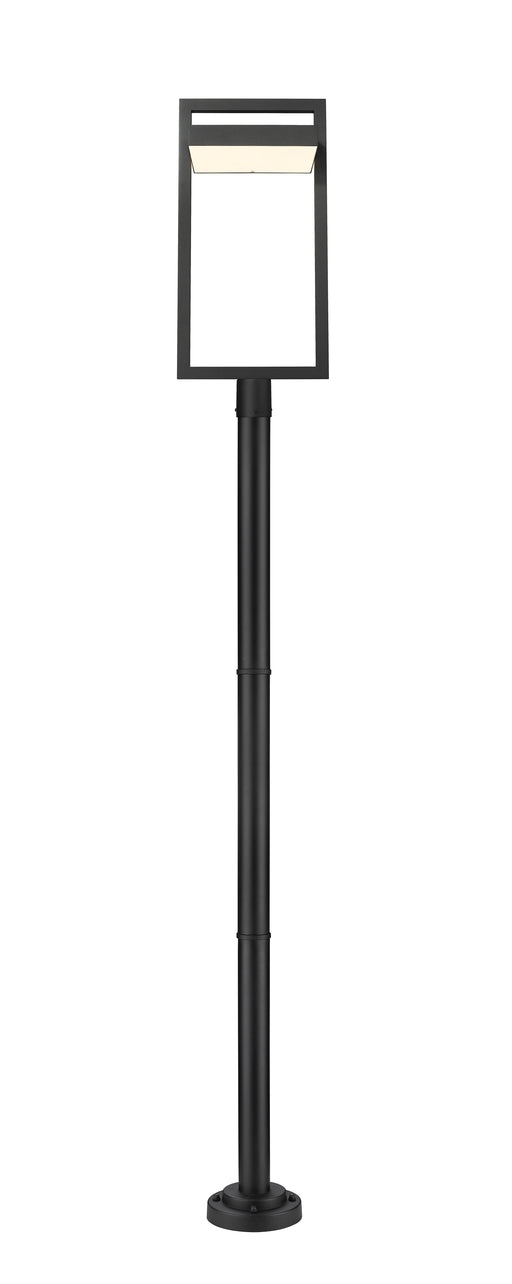 Outdoor Post Mounted Fixture Z-Lite 566PHXLR-567P-BK-LED Black Luttrel 1 Light Outdoor Post Mounted Fixture Z-Lite