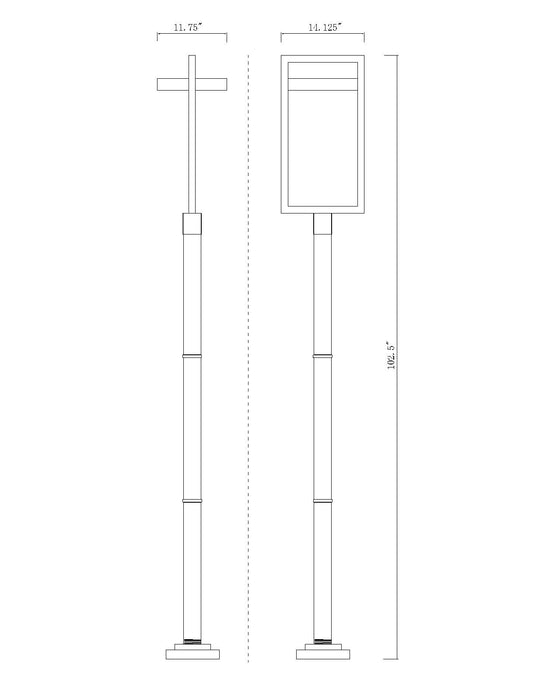 Outdoor Post Mounted Fixture Z-Lite 566PHXLR-567P-BK-LED Black Luttrel 1 Light Outdoor Post Mounted Fixture Z-Lite