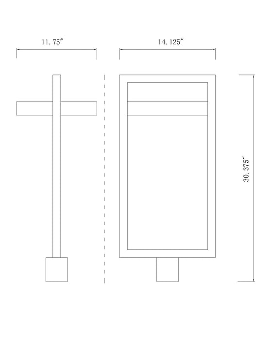 Outdoor Post Mount Fixture Z-Lite 566PHXLR-BK-LED Black Luttrel 1 Light Outdoor Post Mount Fixture Z-Lite