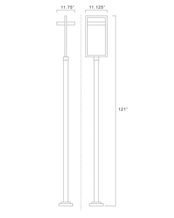 Outdoor Post Mounted Fixture Z-Lite 566PHXLS-536P-BK-LED Black Luttrel 1 Light Outdoor Post Mounted Fixture Z-Lite